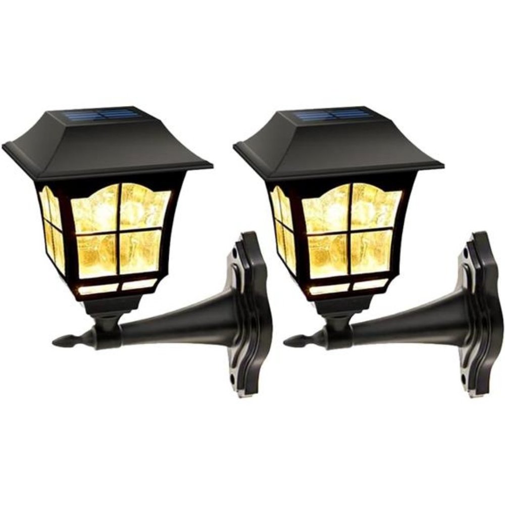 2 Pack Solar Wall Lantern Outdoor Christmas 15 Lumens Solar Lights Wall Sconce